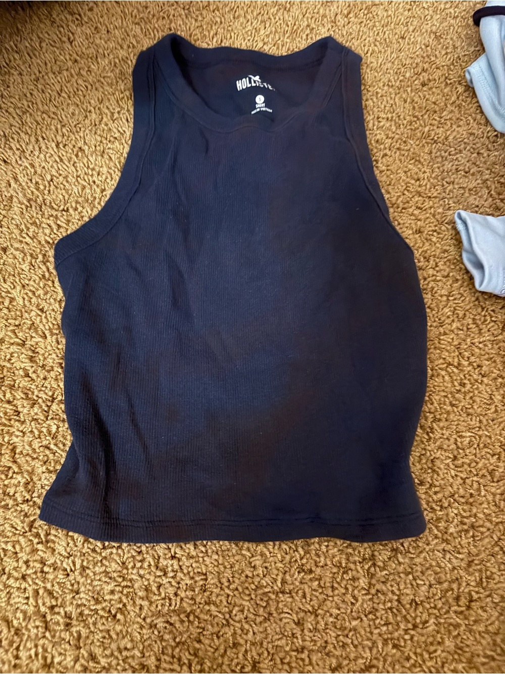 Hollister Women's Navy Ribbed Scoop Tank